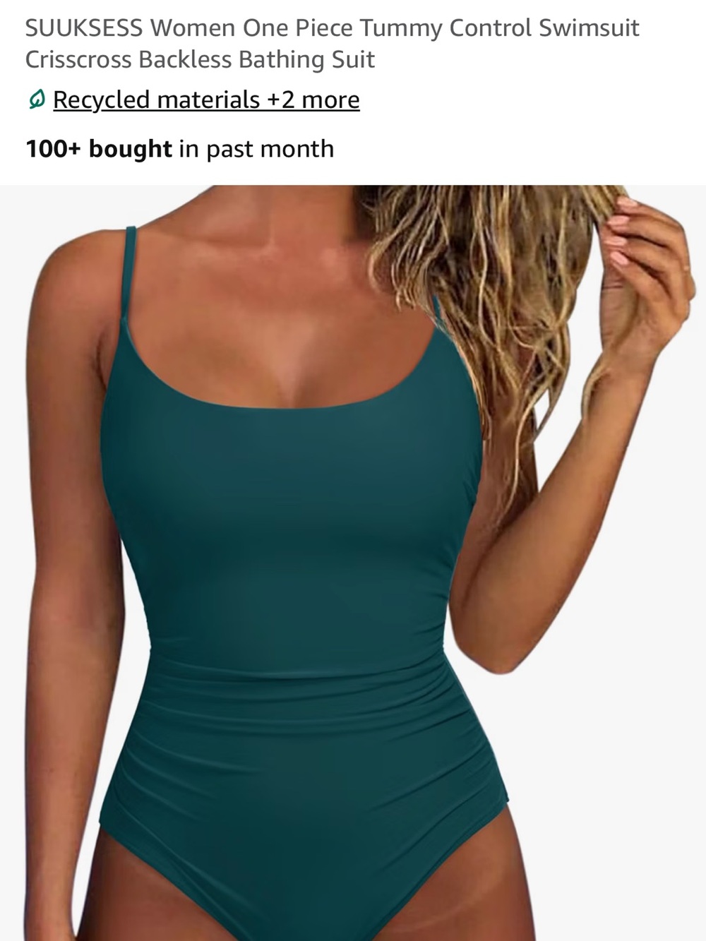 SUUKSESS Teal One-Piece Tummy Control Swimsuit NWT